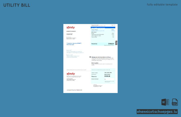 USA Xfinity-Stromrechnung Word-Version 2 Beispielvorschau
